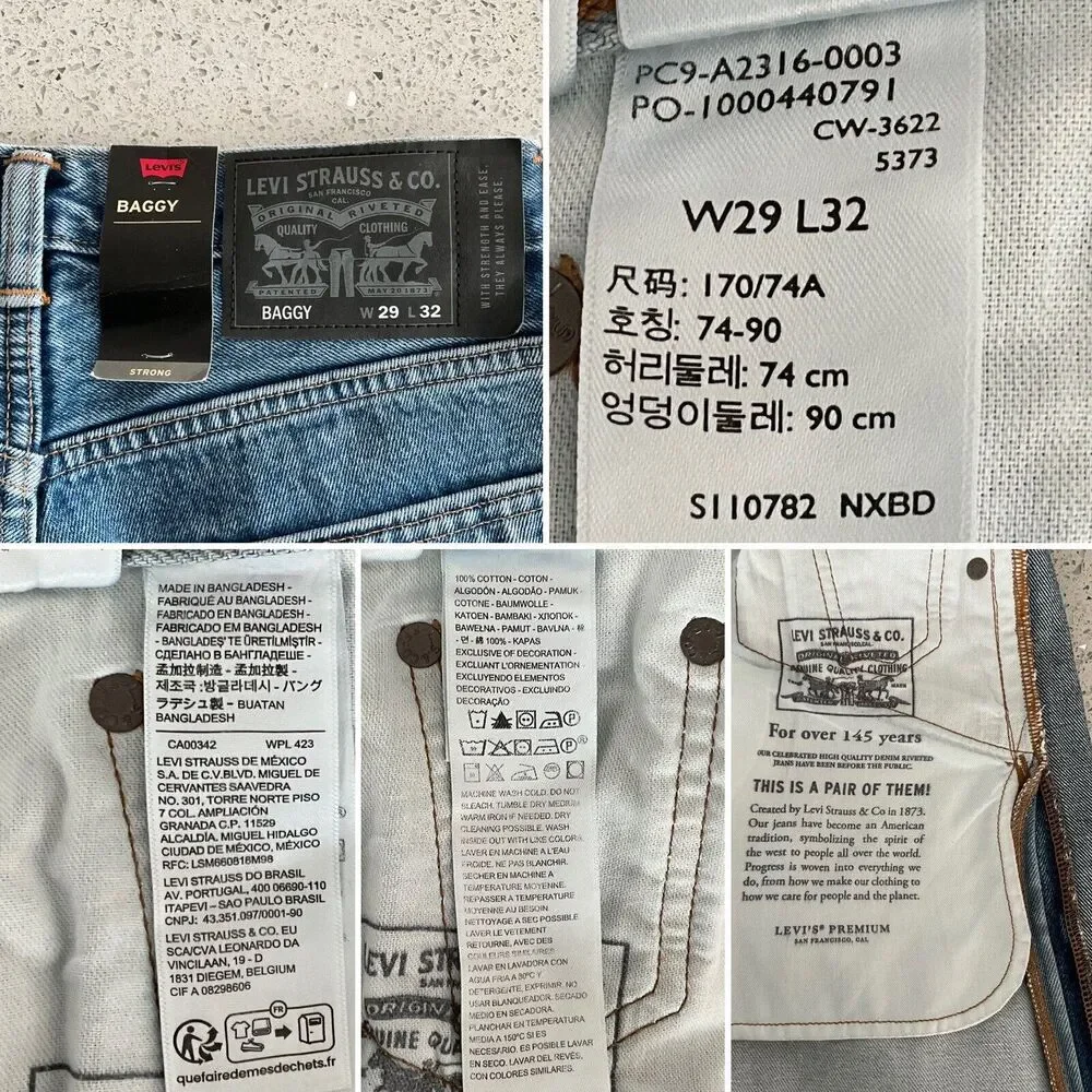 Levi’s Two Tone Skate Baggy Strong Rigid Denim Jeans Blue Men 29
